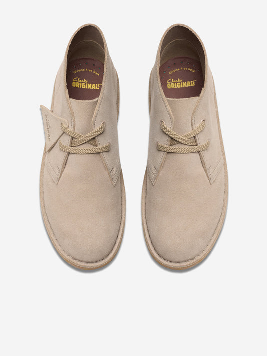 Clarks Kids Suede Desert Boots in Beige (Wide Fit)