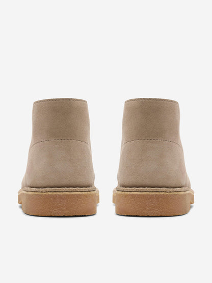 Clarks Kids Suede Desert Boots in Beige (Wide Fit)