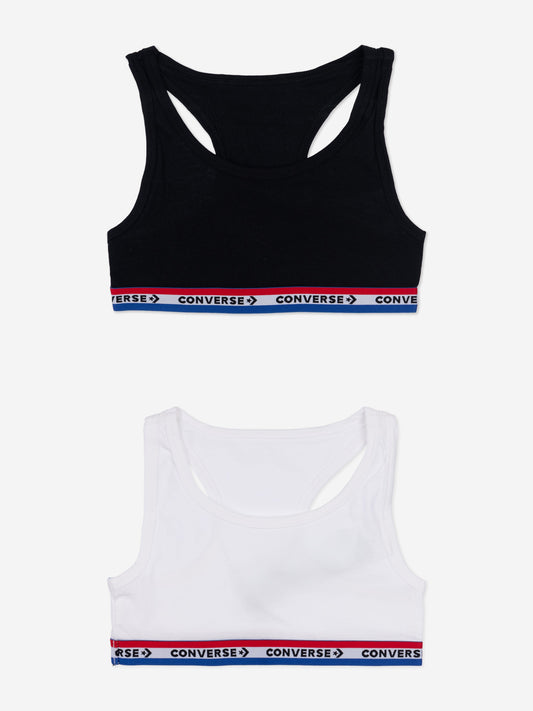 Converse Girls 2 Pack Racerback Bralette Set in Black