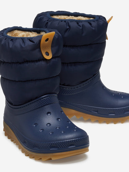 Crocs Kids Classic Neo Puff Boots in Navy