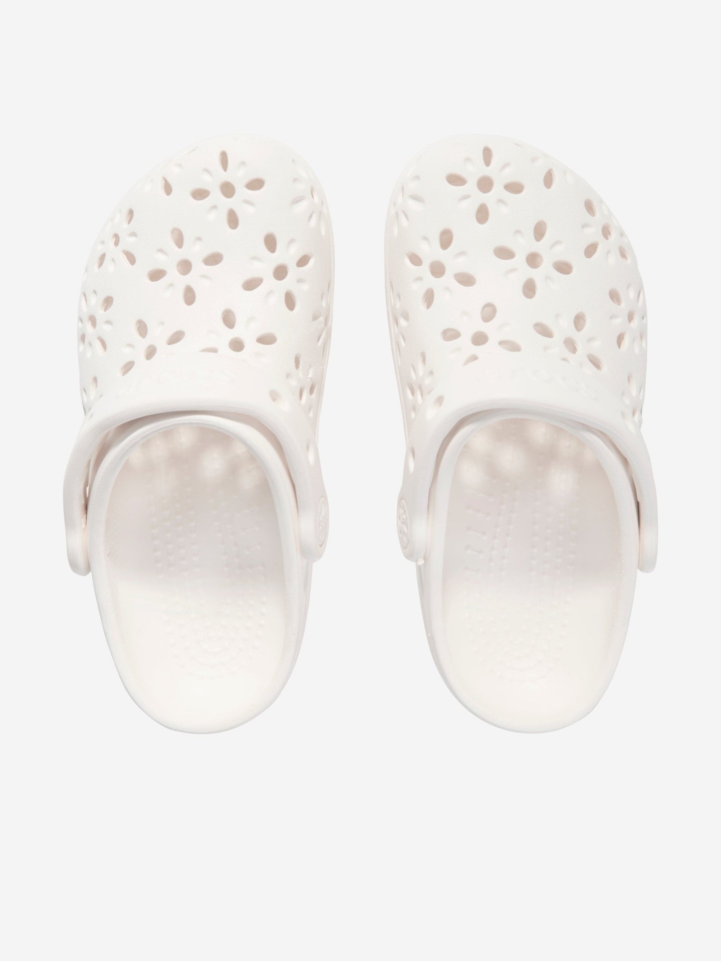 Crocs Girls Classic Floral Cut Out Clog in Ivory