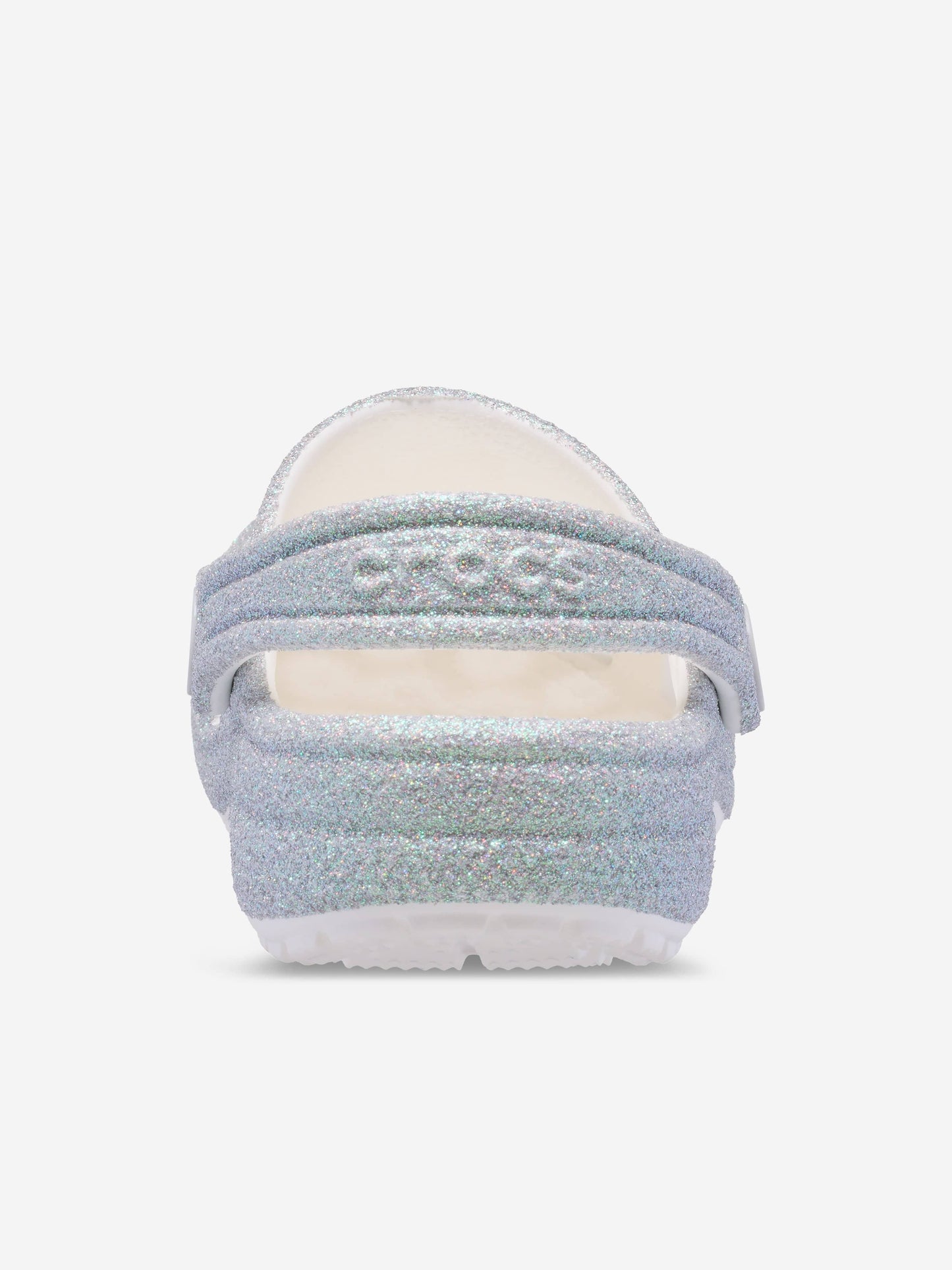 Crocs Girls Classic Iridescent Glitter Clog in White