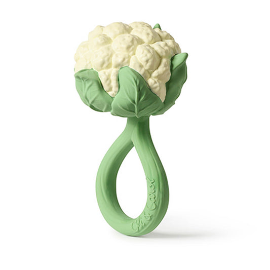 Hochet et anneau de dentition pour bébé Oli &amp; Carol en forme de chou-fleur
