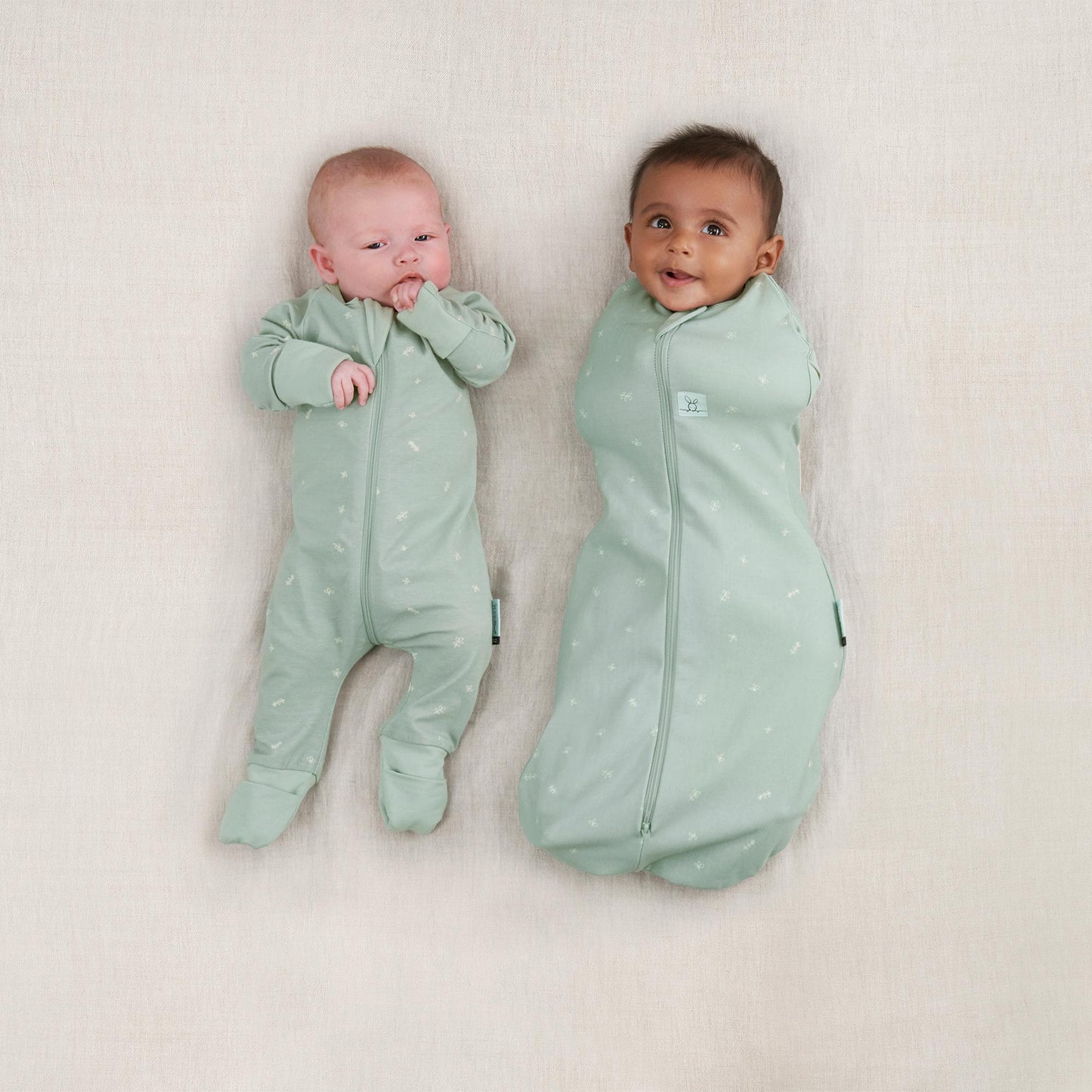 ergoPouch - Organic Layers Long Sleeve Babygrow Sage - Mild 0.2 TOG
