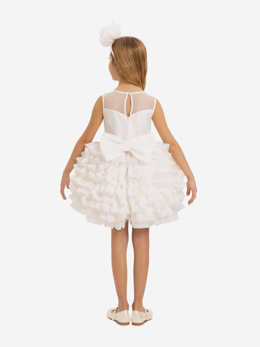 DRESS & Fleur Girls Dress with Headband in White