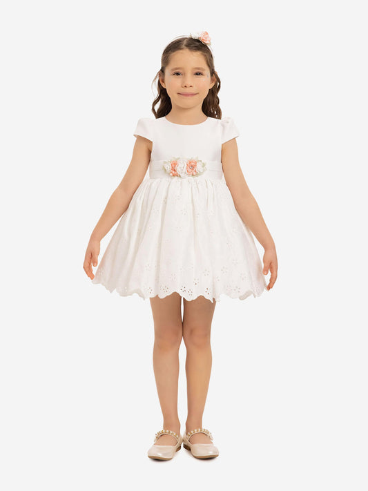 DRESS & Fleur Baby Girls Dress with Headband in White
