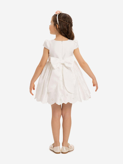 DRESS & Fleur Baby Girls Dress with Headband in White