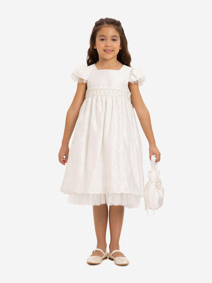 DRESS & Fleur Girls Dress with Matching Bag in White