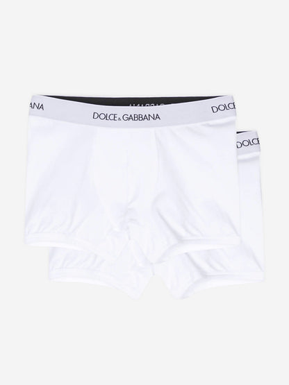 Dolce & Gabbana Boys 2 Pack Boxer Shorts Set in White