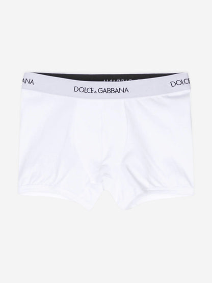 Dolce & Gabbana Boys 2 Pack Boxer Shorts Set in White