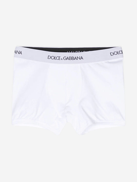 Dolce & Gabbana Boys 2 Pack Boxer Shorts Set in White