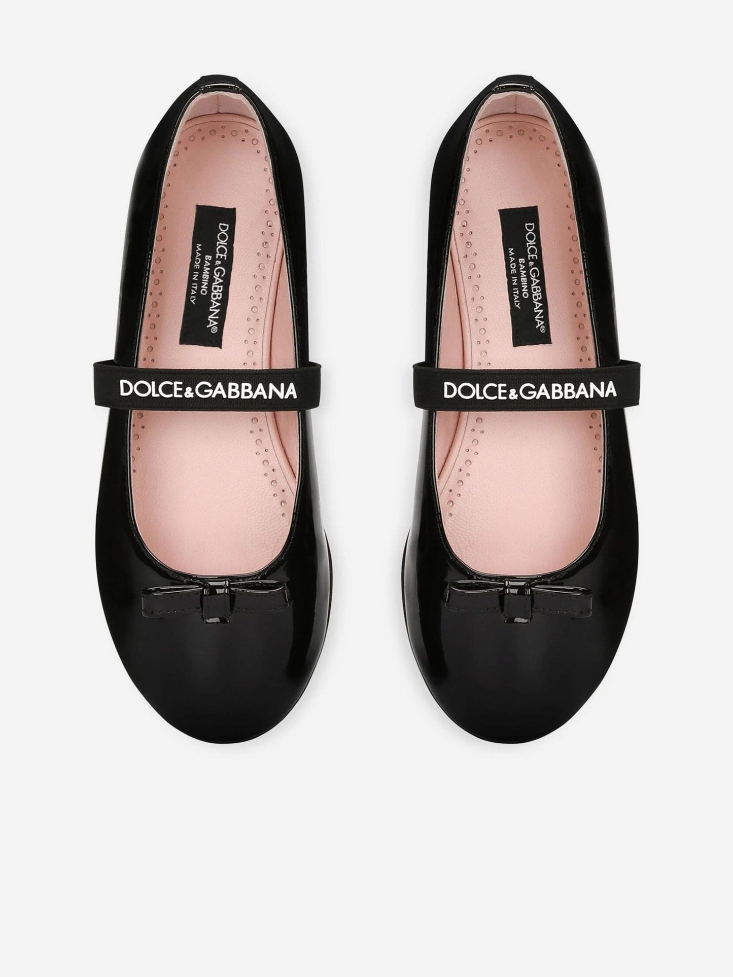 Dolce & Gabbana Girls Patent Leather Ballet Flats in Black