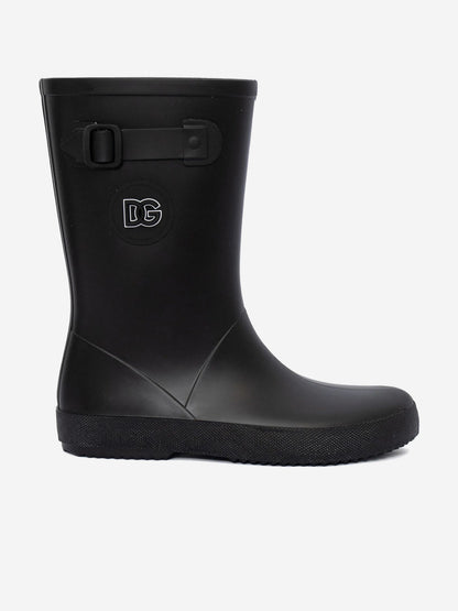 Dolce & Gabbana Kids Logo Rain Boots in Black
