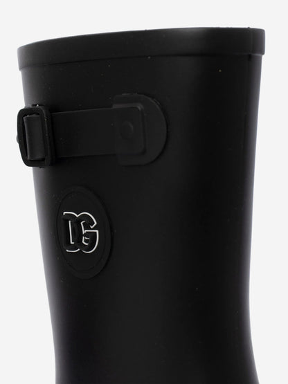 Dolce & Gabbana Kids Logo Rain Boots in Black