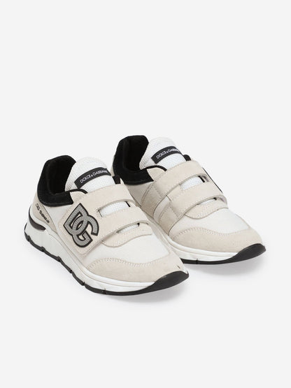 Dolce & Gabbana Boys DG Velcro Strap Trainers in White