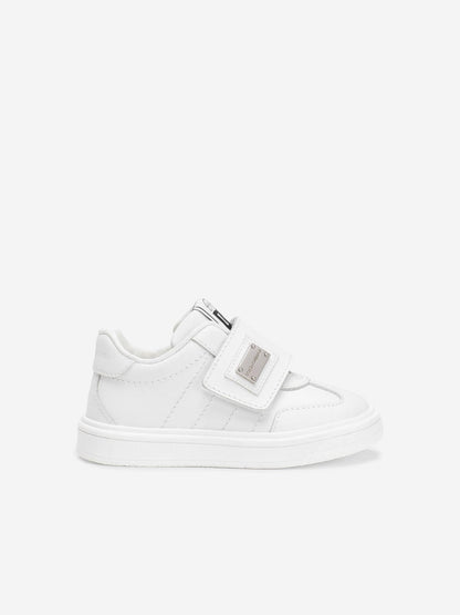 Dolce & Gabbana Kids Leather Velcro Strap Trainers in White