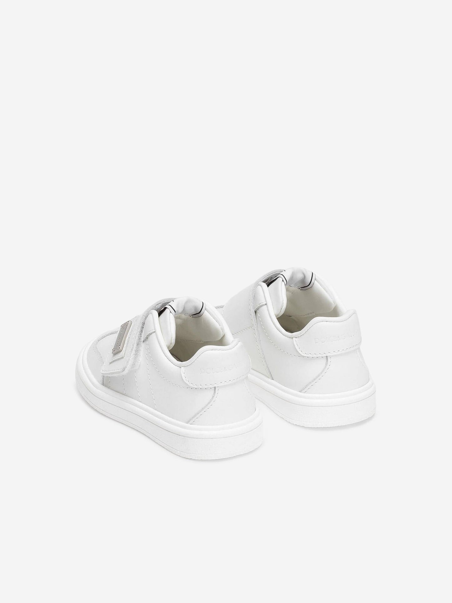 Dolce & Gabbana Kids Leather Velcro Strap Trainers in White