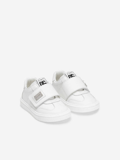 Dolce & Gabbana Kids Leather Velcro Strap Trainers in White