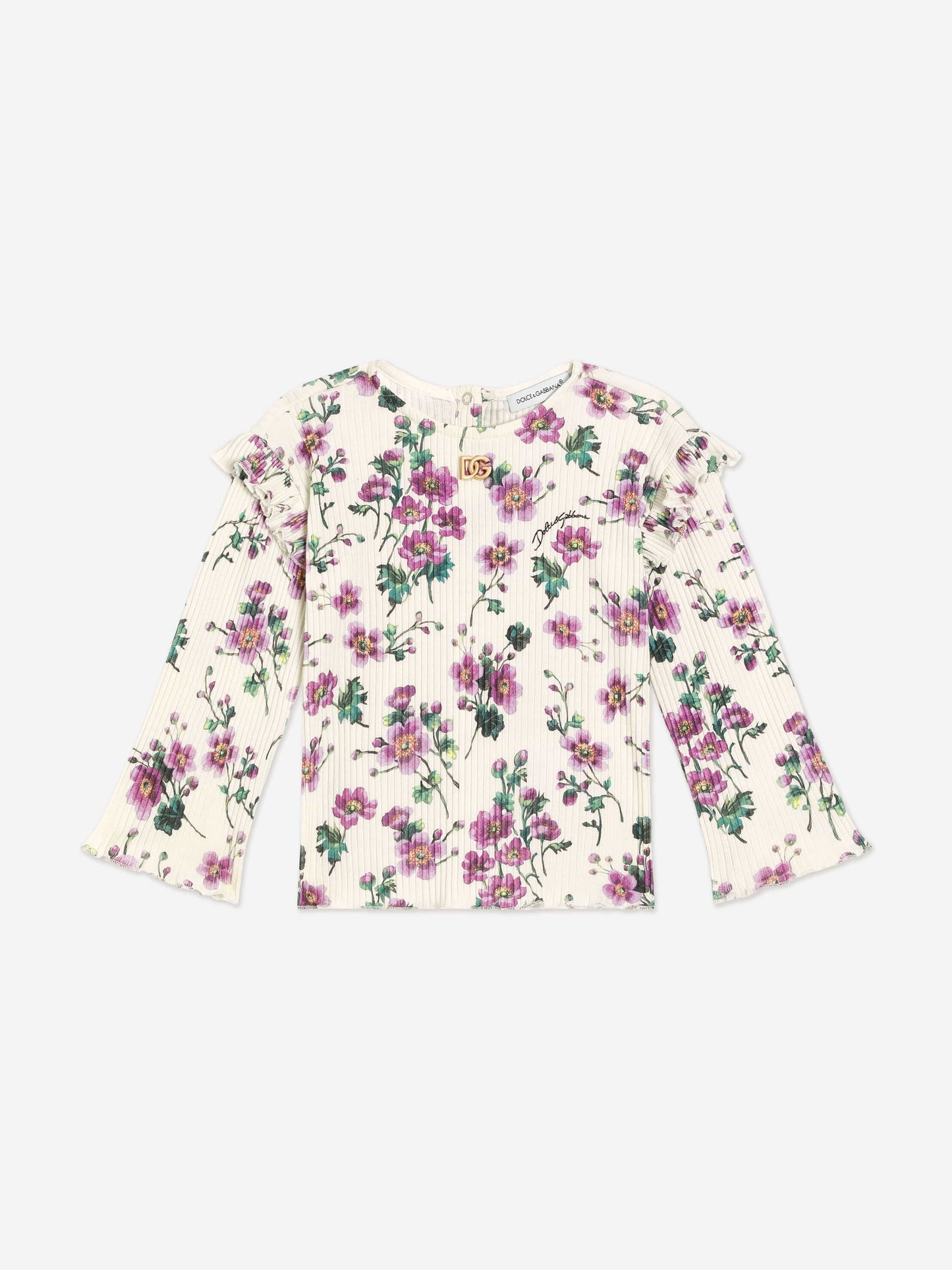 Dolce & Gabbana Baby Girls Floral Long Sleeve T-Shirt in Multicolour