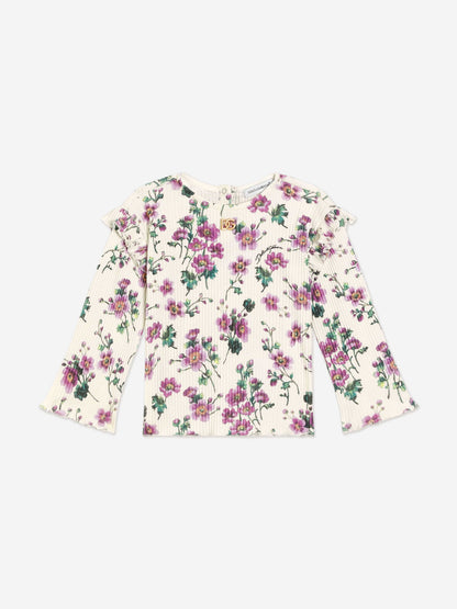 Dolce & Gabbana Baby Girls Floral Long Sleeve T-Shirt in Multicolour