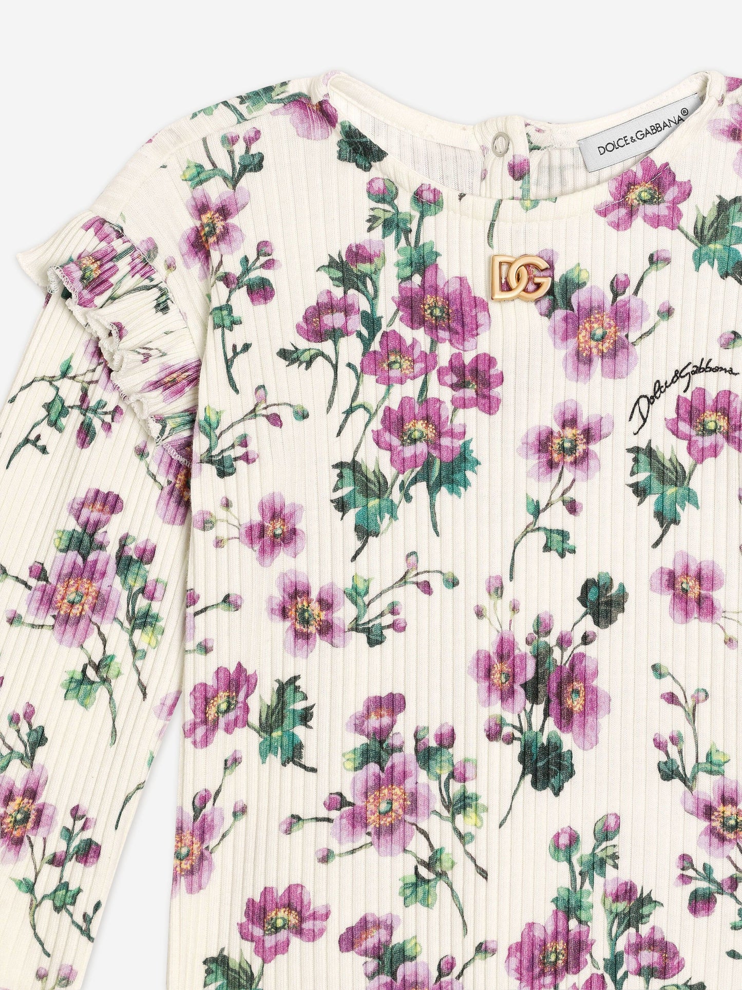 Dolce & Gabbana Baby Girls Floral Long Sleeve T-Shirt in Multicolour
