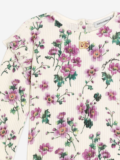 Dolce & Gabbana Baby Girls Floral Long Sleeve T-Shirt in Multicolour