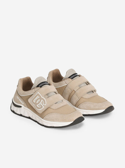 Dolce & Gabbana Boys Suede and Mesh Trainers in Beige