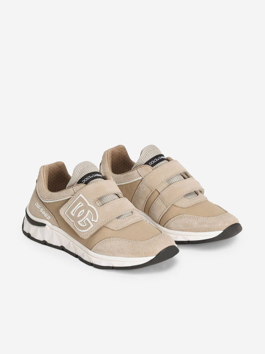Dolce & Gabbana Boys Suede and Mesh Trainers in Beige