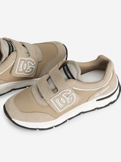 Dolce & Gabbana Boys Suede and Mesh Trainers in Beige