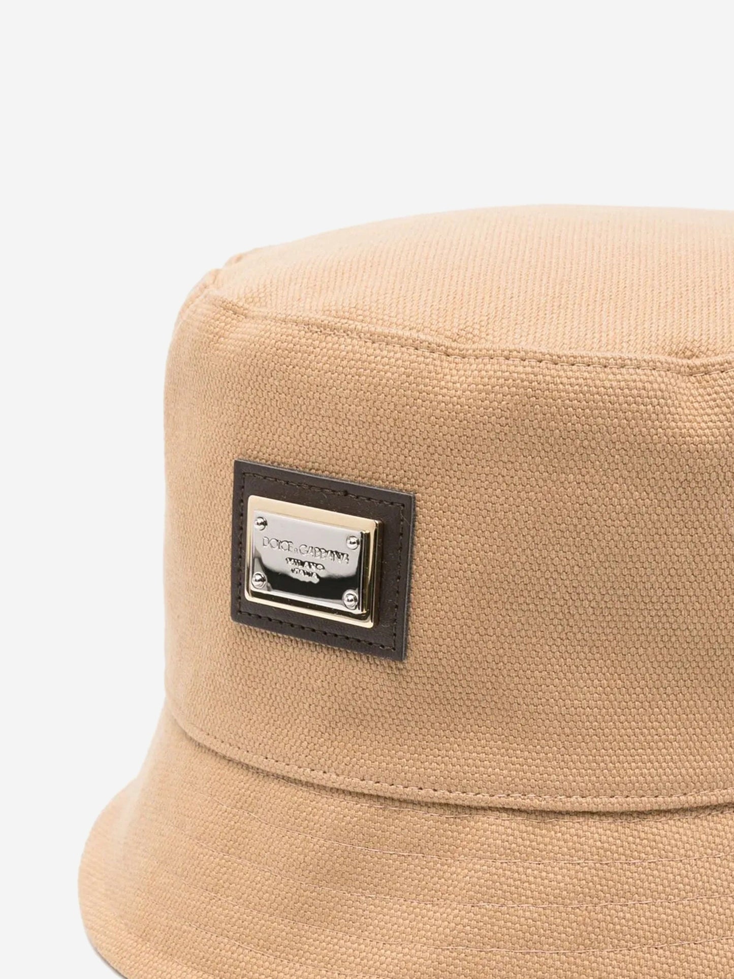 Dolce & Gabbana Kids Plaque Logo Bucket Hat in Beige