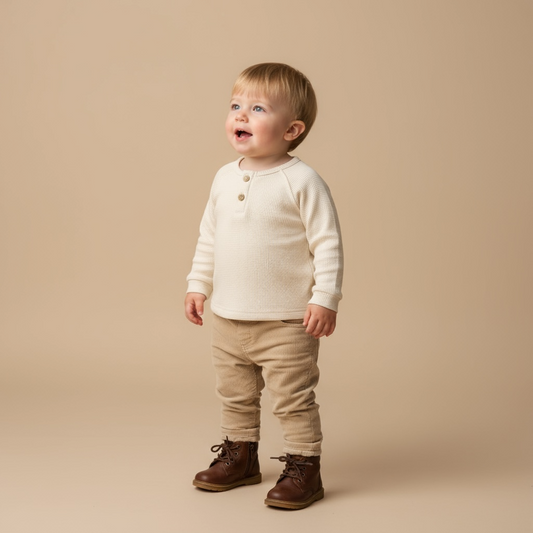 Beige Thick Long Sleeve Top
