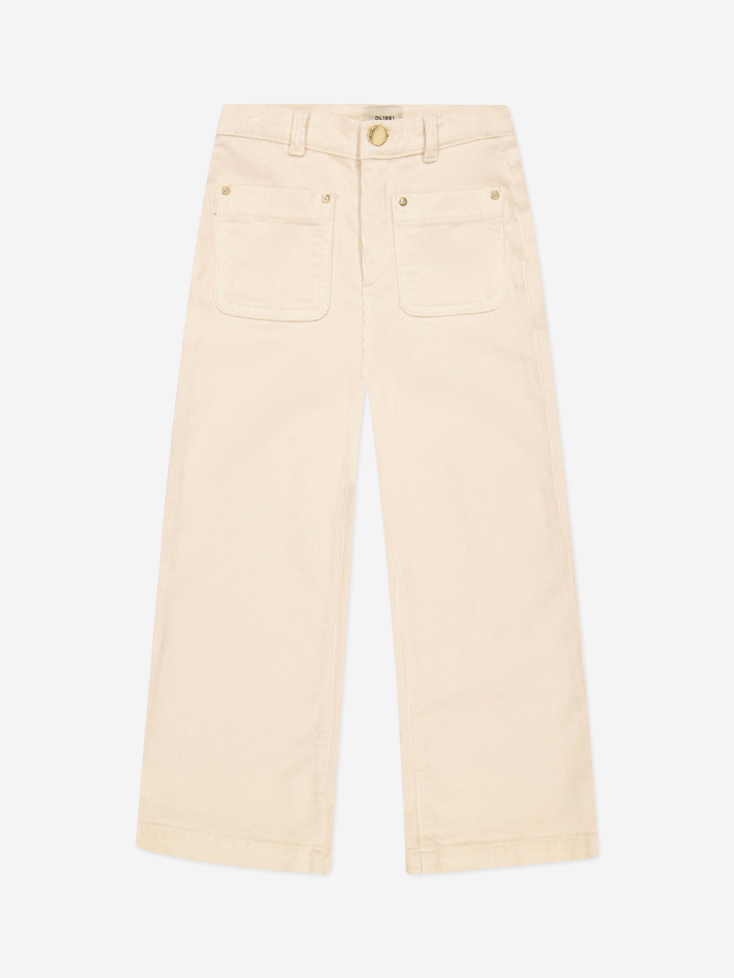 DL1961 Girls Lily Wide Leg Corduroy Trousers in Beige