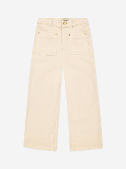 DL1961 Girls Lily Wide Leg Corduroy Trousers in Beige