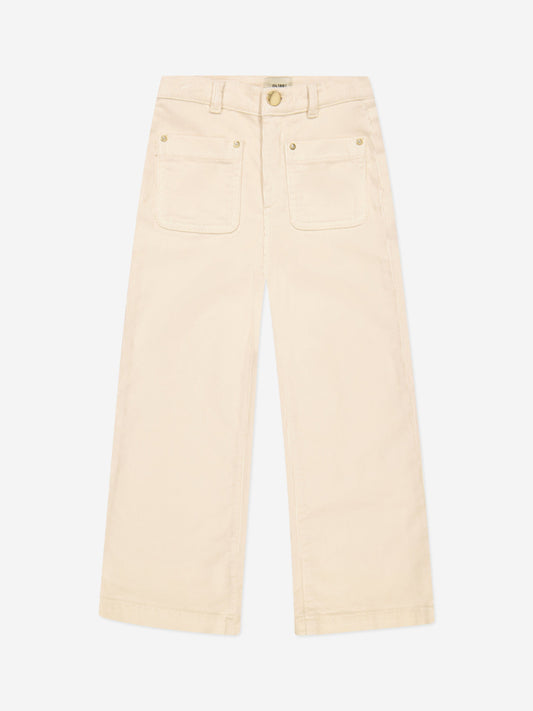 DL1961 Girls Lily Wide Leg Corduroy Trousers in Beige