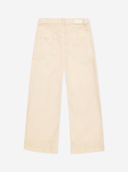 DL1961 Girls Lily Wide Leg Corduroy Trousers in Beige