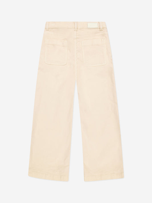 DL1961 Girls Lily Wide Leg Corduroy Trousers in Beige