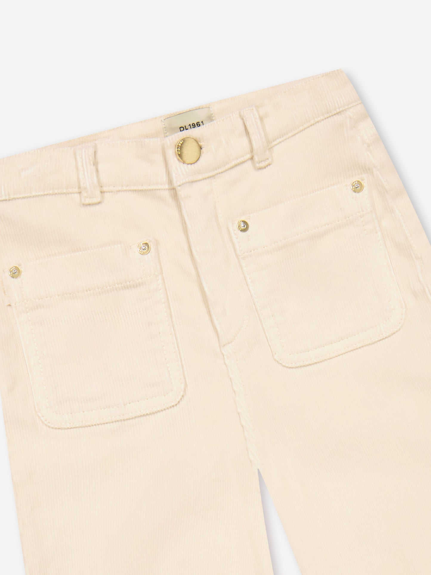 DL1961 Girls Lily Wide Leg Corduroy Trousers in Beige
