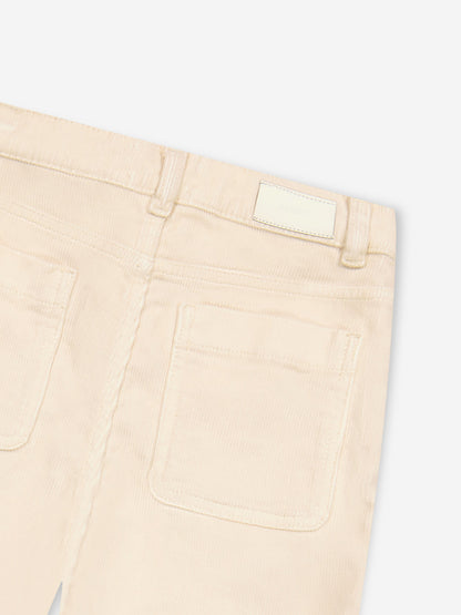 DL1961 Girls Lily Wide Leg Corduroy Trousers in Beige