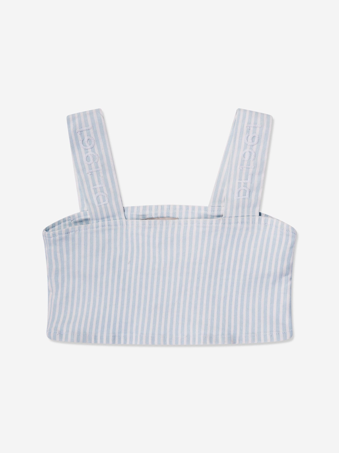 DL1961 Girls Cora Striped Ruffled Crop Top in Blue