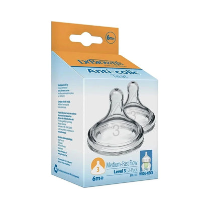 Dr. Brown's Options+ Baby Bottle Teats Level 3 Wide Neck 6+ months Pack of 2