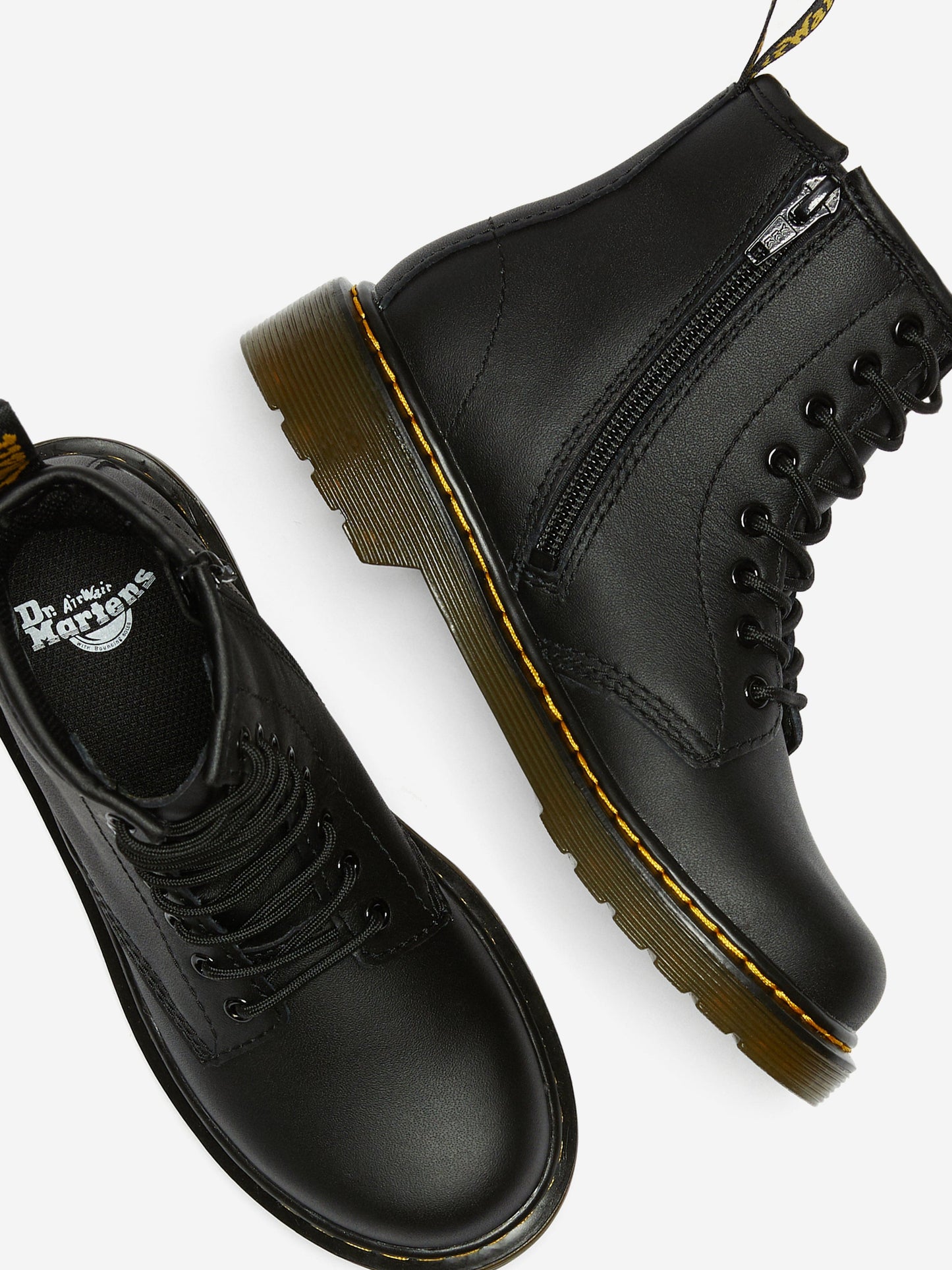Dr Martens Kids 1460 Softy T Leather Lace Up Boots in Black