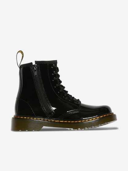 Dr Martens Kids 1460 Patent Leather Lace Up  Boots in Black