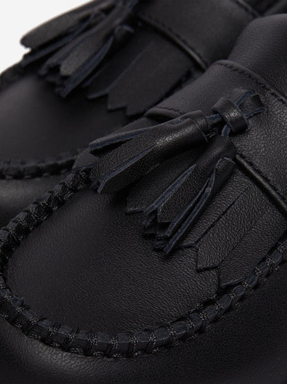 Dr Martens Boys Adrian Leather Tassel Loafers in Black