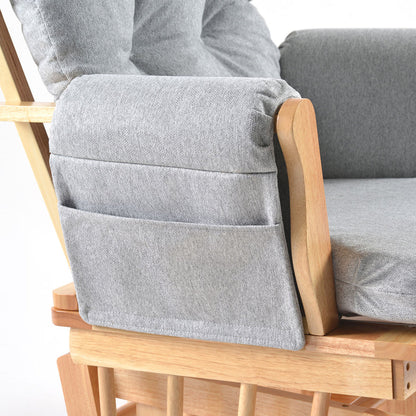 Johnston's Brompton Deluxe Baby Nursing Glider & Footstool – Suedette Comfort with Smooth Glide, Natural / Grey