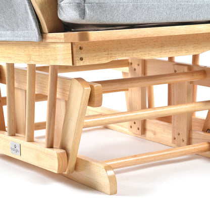 Johnston's Brompton Deluxe Baby Nursing Glider & Footstool – Suedette Comfort with Smooth Glide, Natural / Grey