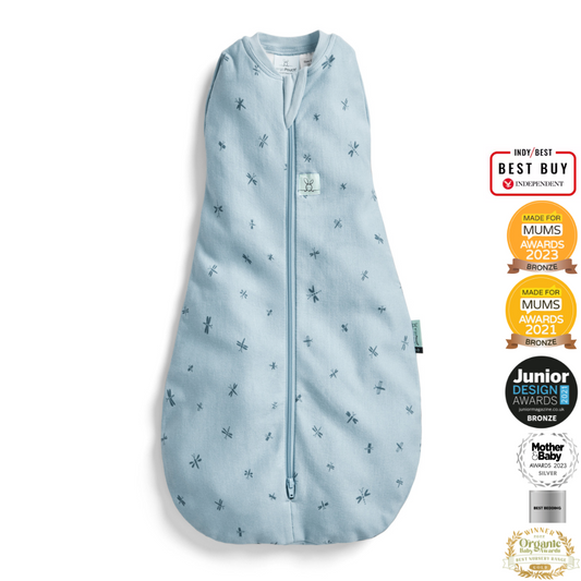 ergoPouch - Organic All Year Cocoon Swaddle Sleeping Bag - Dragonflies 1.0 TOG