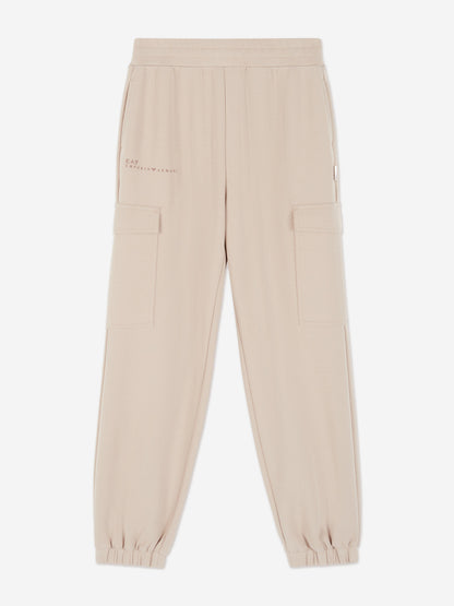 EA7 Emporio Armani Girls Cargo Trousers in Beige