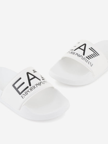 EA7 Emporio Armani Boys Logo Sliders in White