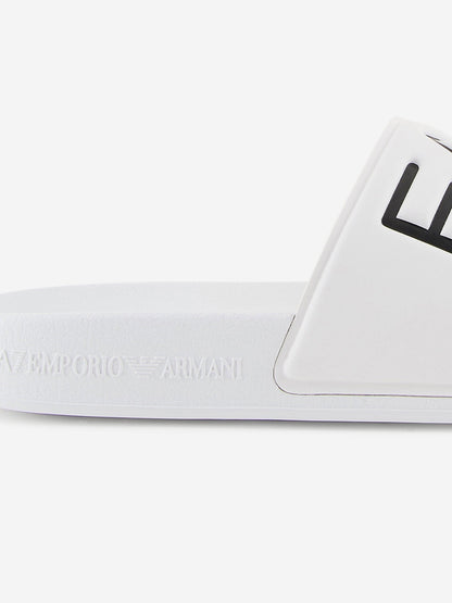 EA7 Emporio Armani Boys Logo Sliders in White
