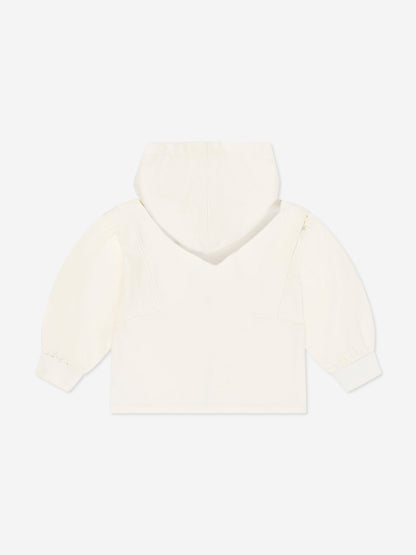 Escada Girls Logo Badge Zip Up Top in Ivory